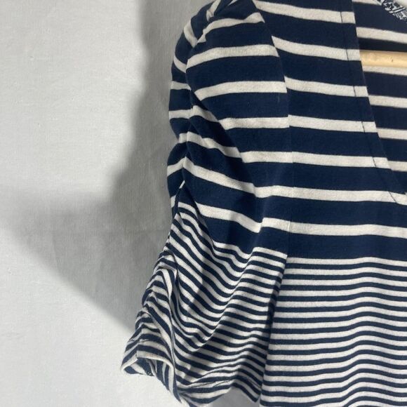 Anthropologie 1.9 One September Multi Stripe Seafarer Dress Ruched Sleeve Sz S - Picture 6 of 12